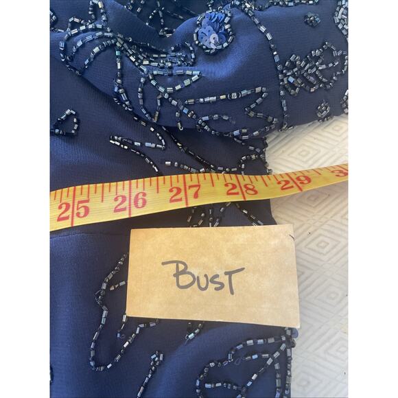 Roamans 1X Royal Navy Blue Intricate Bead & Sequin Short Sleeve Dressy Lined EUC - Picture 10 of 15